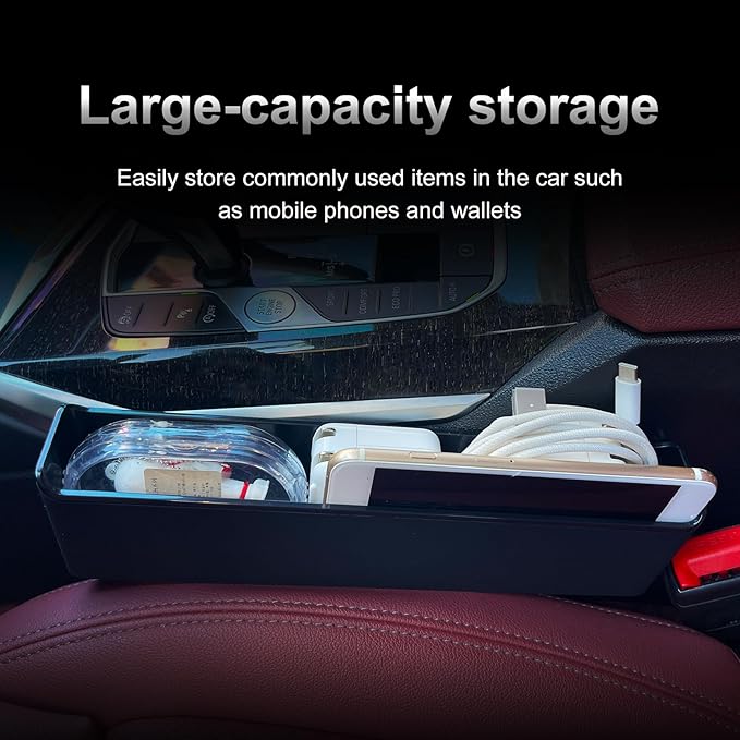 2 Pack Car Seat Gap Filler - Tool-Free Install, Large Capacity Organizer, Stops Phone/Keys Falling, Fits Most Cars, SUVs & Trucks