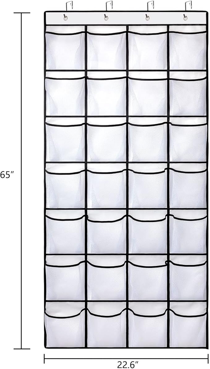 REGELETO 2 Pack 28 Pocket Over the Door Shoe Organizer, Hanging Shoe Rack for Door Large Capacity Shoe Organizer Holder with 