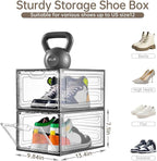 12 Pack Shoe Boxes Shoes Organizer, Shoe Storage Organizer Boxes with Magnetic Door, Clear Shoe Organizers Sneaker Storage Sh