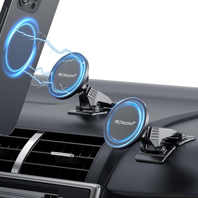 PROfezzion 2-Pack Compatible with MagSafe Car Mount, Magnetic Phone Holder for Car Dashboard, Home & Office Compatible with iPhone 17 16 15 14 13 12 Pro Max Plus Air, Mag-Safe Case & All Cell Phones