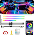 Ambient Lighting Car led Lights Interior,116in USB Dreamcolor 4 in 1 Acrylic Neon Flexible Strip Fiber Optic LED Ambient Lighting Kits with Remote APP, RGB Music Lights Sync for Inside car Decorations