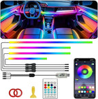 Ambient Lighting Car led Lights Interior,116in USB Dreamcolor 4 in 1 Acrylic Neon Flexible Strip Fiber Optic LED Ambient Lighting Kits with Remote APP, RGB Music Lights Sync for Inside car Decorations