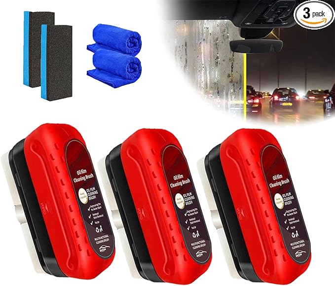 Automotive Oil Film Cleaning Brush, Oil Repellent Film For Car Windows (120ml-3pcs)