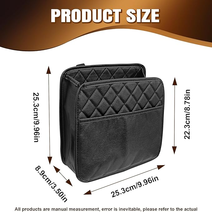 Car Seat Organizer Backseat, PU Leather Hanging Storage Bag with Multiple Pockets, Multipurpose Waterproof Car Organizer Foldable 2.14 Gallon Large Capacity Auto Accessories for Most Cars