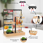 Godboat Jewelry Holder Organizer, 4-Tier Earring Holder with 48 Holes, 6 Hooks Necklace Holder, Removable Bracelet Holder, Gi