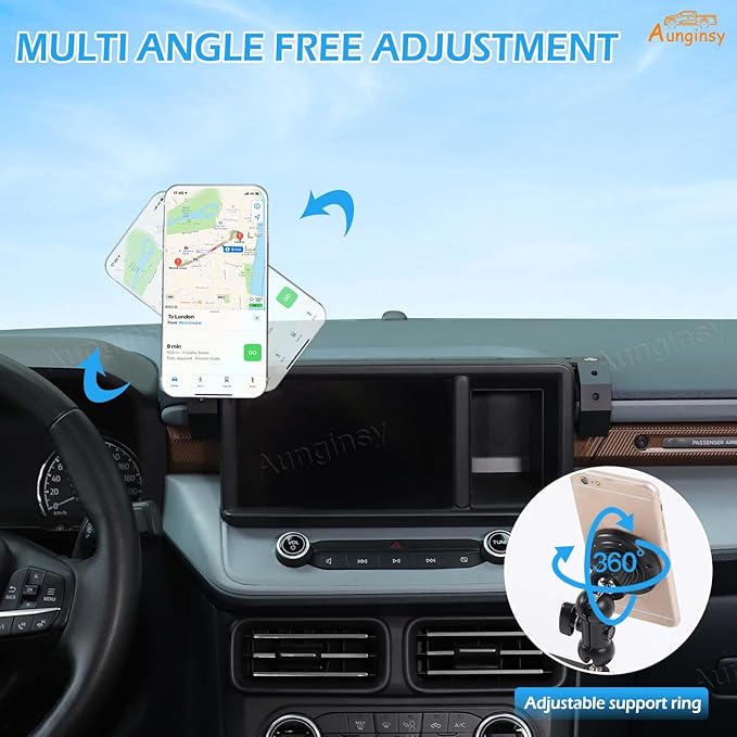 Aunginsy Dashboard Magnetic Phone Holder Compatible with Ford Maverick 2022-2024, Car 8-inch Navigation Screen Upper Panel Fixed Clip Mobile Phone Mount for Most Cell Smartphone Bracket Accessories