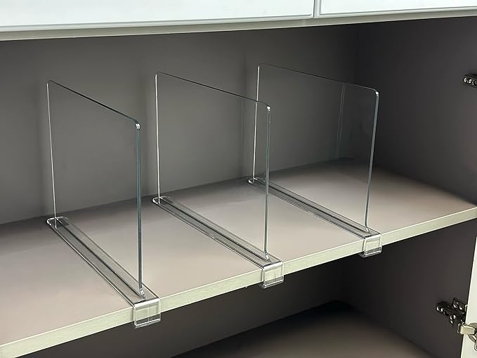 LikeU Shelf Dividers for Closets,Clear Acrylic Shelf Divider for Wood Shelves and Clothes Organizer/Purses Separators Perfect