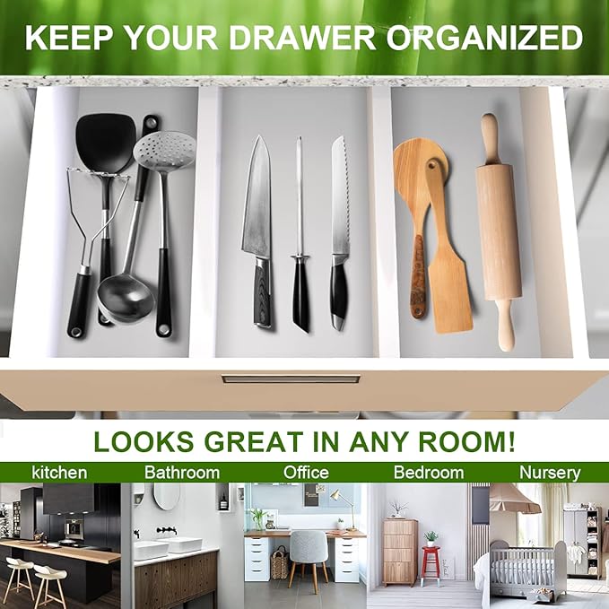 ANTOWIN Bamboo Drawer Dividers Organizers, Expandable Drawer Separators Splitter,17-22 inches Long Adjustable Spring-loaded O