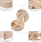 ProCase Travel Size Jewelry Box, Mini Portable Seashell-Shaped Jewelry Case with Mirror, 2 Layer Organizer in PU Leather for 