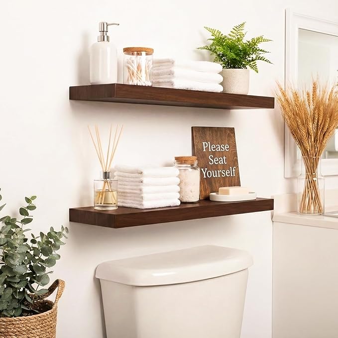 Floating Shelves for Wall Rustic Farmhouse 24 Inch Floating Shelf Wooden Shelves for Wall Pine Wood Shelf with Unique Natural