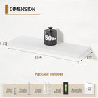 Vivelove White Floating Shelves 12 Inches Deep, [Wood Grain Texture] 36x12 Floating Shelves for Wall with Invisible Brackets,