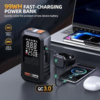 Portable 10-in-1 Car Battery Jump Starter with Air Compressor 6000A 160PSI Portable Car Jumper Starter (All Gas 12L Diesel),