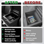Muslogy Center Console Organizer Compatible with 2025 2026 Toyota 4Runner Accessories Armrest Middle Console Divider Storage Box with Card Slot Tray Divider Insert Organizer ABS Material