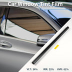 Motoforti Nano Ceramic Car Window Tint Film VLT 34% IRR 52% UVR 61% Black 5ft x 30inch Privacy Film 2mil PET 1 Pc