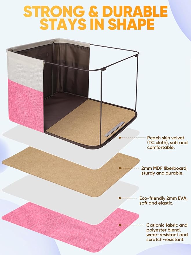 BALEINE 4 Pack Fabric Closet Storage Bins for Shelves, Linen Closet Organizers and Storage, Decorative Baskets for Organizing