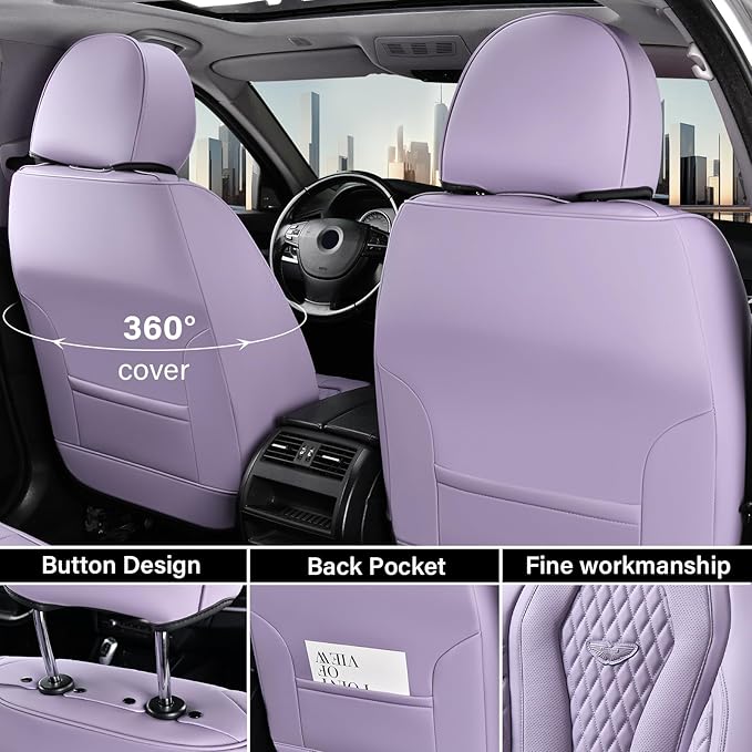 Coverado Car Seat Covers Full Set, Purple Seat Covers, Automotive Car Seat Cover, Car Seat Cushion, Car Seat Covers Front Sea