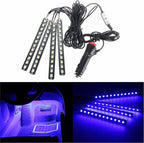 Car LED Strip Light, EJ's SUPER CAR 4pcs 48 LED Car Interior Lights Under Dash Lighting Waterproof Kit,Atmosphere Neon Lights Strip for Car,DC 12V(Blue)