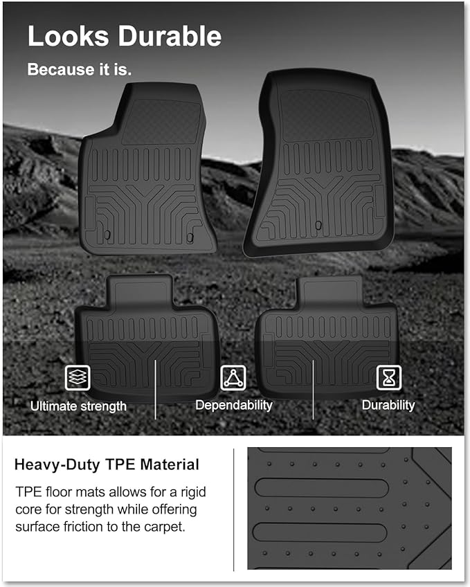 KIWI MASTER Floor Mats for 2011-2023 Dodge Charger RWD/Chrysler 300 RWD, Custom Fit All Weather Car Mats, Heavy Duty TPE Floor Liners, Front & Rear 2 Row, Black