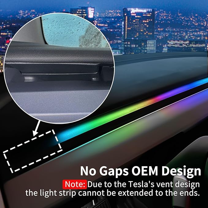 2025-2021 Tesla Model 3/Y Interior Neon Lights for Dashboard, RGBIC Color Changing LED Strip Lights with App & Remote Control,Tesla Model 3/Y Accessories(Not Fit for M3 Highland & My Juniper)