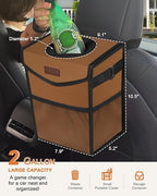 Car Trash Can with Lid, Cute Leakproof Car Trash Garbage Bag Hanging Vehicle Trash Bin Small Portable Automotive Garbage Cans Organizer for Back/Front Seat(Trapezoid,Brown)