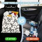 Black Bow Car Trash Bag - Waterproof Car Trash Bag Hanging Leakproof Car Garbage Bag - Washable Reusable Trash Bag for Car Interior Hanging Organizer Storage Vehicle Travelling Camping