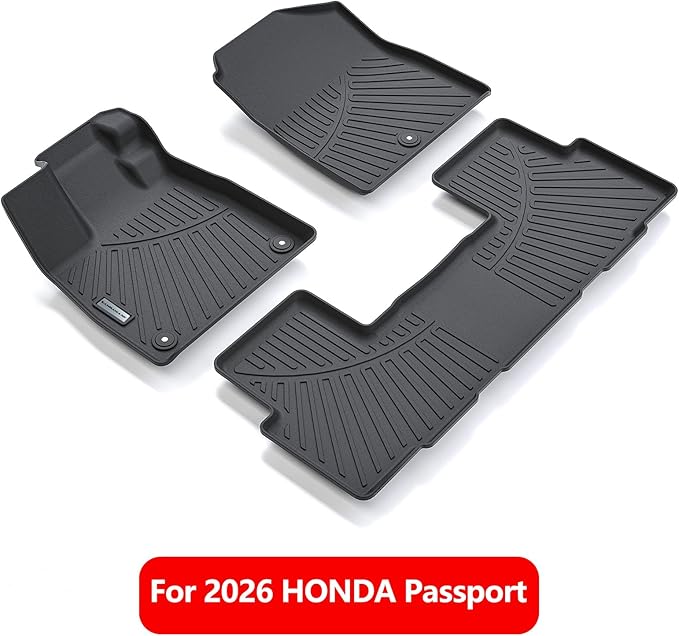 Floor Liners Floor mats for 2026 Passport TPE All Weather Protection 1st & 2nd Row Car Floor Mats Accessories-Black