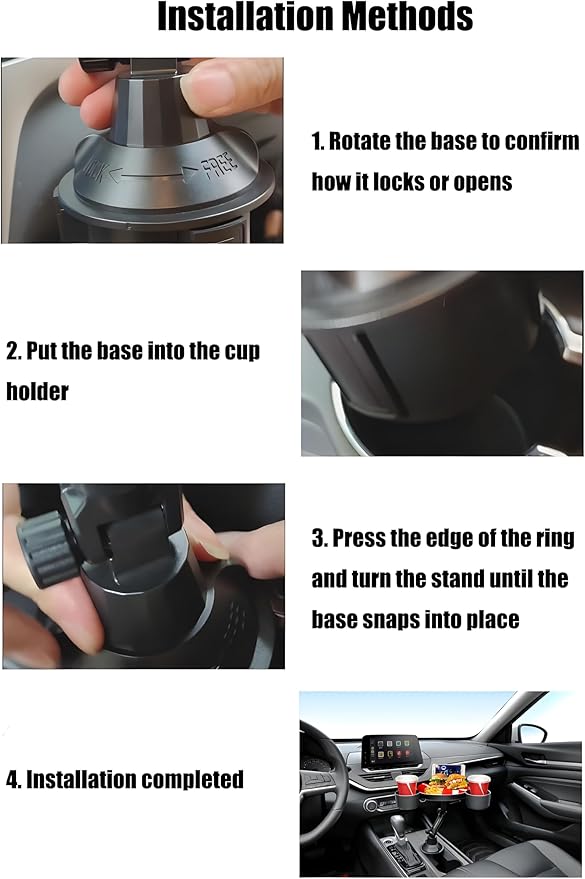 Cup Holder Expander for Car, Degrees Rotate Adjustable Surface Car Tray Table and Drink Holders with Coaster, Apply to All Au