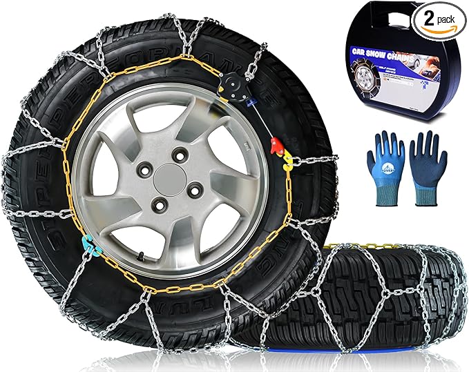 Snow-Chains Auto Fixing 1 Min Quick Fit Easy Installation Tire-Chains, Portable Reusable Universal Emergency Tire Traction Ch