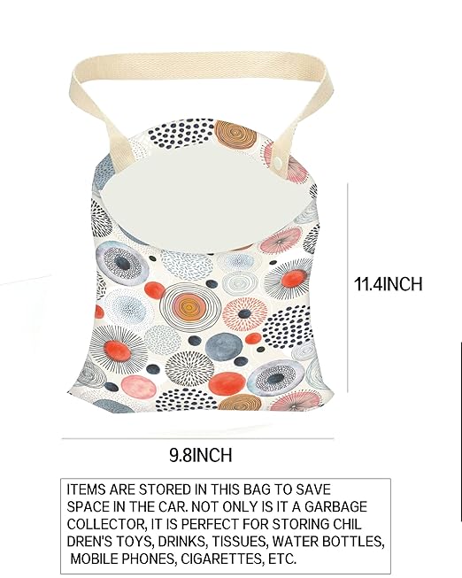 Car Trash Can, Durable Hanging Car Trash Garbage Bag, Cute Automotive Garbage Cans Organizer, Colorful Seamless Pattern