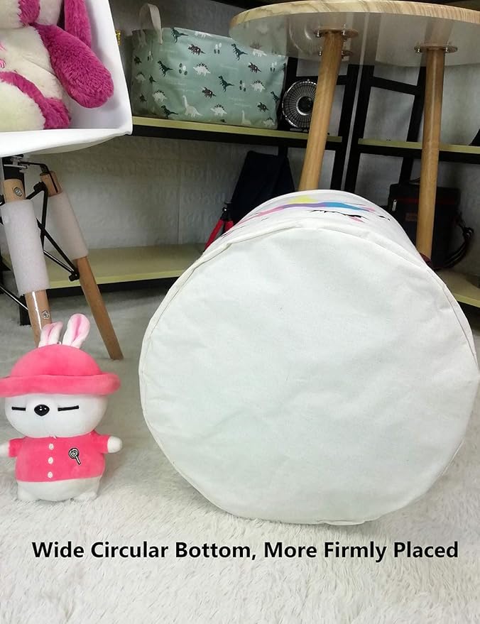 QUEENLALA Large Storage Basket,Laundry Hamper/Bathroom/Home Decor/Collapsible Round Storage Bin,Boys and Girls Hamper/Boxes/C