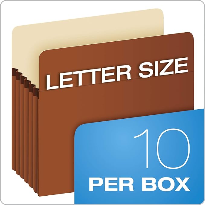 Pendaflex Expanding File Pockets,Letter Size,File Organizer for School,Home or Office,5.25" Expansion,Reinforced with Dupont™