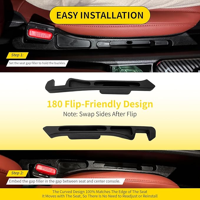 Car Seat Gap Filler 2 Pack, Inserts Between Seats Console with Deeper Groove, Universal Car Seat Gap Plug with Upgraded Phone Holder for Car SUV Truck