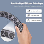 Black Leopard Print Steering Wheel Cover with Silicone Inner Ring, Non-Toxic, Odorless Silicone Leather with Non-Fading Patte