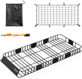 TUFFIOM 84"x 39"x 6" Universal Rooftop Cargo Carrier Basket, Extendable Steel Roof Rack Basket w/Net+Storage Bag+Straps, Heavy Duty Car Top Rack Luggage Holder Carrier for SUV Car Truck Van