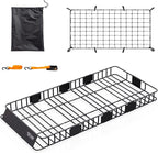 TUFFIOM 84"x 39"x 6" Universal Rooftop Cargo Carrier Basket, Extendable Steel Roof Rack Basket w/Net+Storage Bag+Straps, Heavy Duty Car Top Rack Luggage Holder Carrier for SUV Car Truck Van