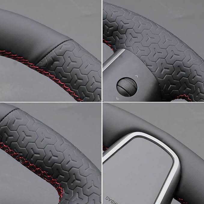 MEWANT Hand Stitched Steering Wheel Cover for Tesla Model 3 2017-2023 / Model Y 2020-2023 for Tesla Model 3/Y Accessories