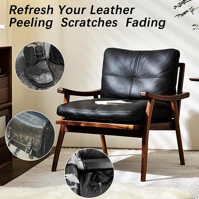 Black Leather Recoloring Balm, Leather Repair Kit for Furniture, Leather Scratch Remover, Leather Color Restorer for Couch, C