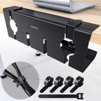 NODOCA No Drill Under Desk Cable Management Tray, 17'' Wire Management, Punch-Free Clamp on, Metal Cable Tray, Wire Organizer
