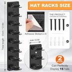 4 Pack Hat Organizer for Baseball Caps, Hat Rack for Wall, Strong Adhesive & Screw-in Cap Holder hat hangers for Closet Door 
