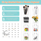8 Pack Large Pegboard Bins with Hooks, Square Box Shape Peg Board Cups and Peg Board Accessories for Craft Room, Playroom, Of
