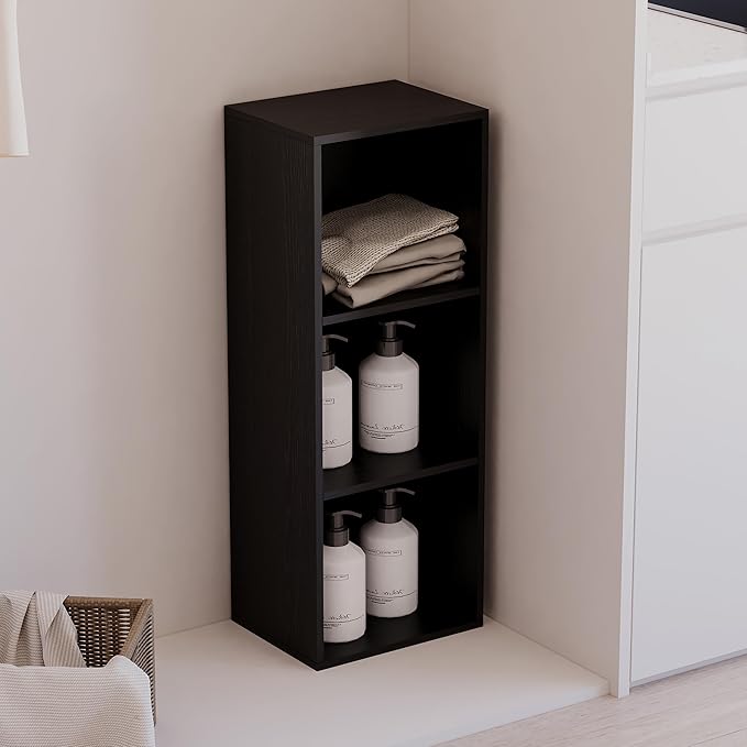 Book Shelf, 3-Tier Bookcase, Wooden Open Cube Storage Organize, 9.3 x 11.8 x 31.4 inches Bookshelf for Living Room, Bedroom, 