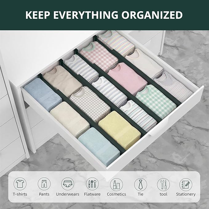 ANTOWIN Expandable Bamboo Drawer Dividers Organizers, Drawer Separators Splitter,17-22 inches Long Adjustable Spring-loaded O