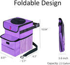 Car Trash Can Foldable Garbage Bin Leakproof 2.3 Gallons Purple
