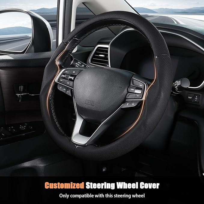 Aimato Customized Steering Wheel Cover for Honda Accord 2018-2022/Insight 2019-2022, Thin,Anti-Slip,Scratch-Resistant Exclusive Car Accessory for Honda, Nappa Black