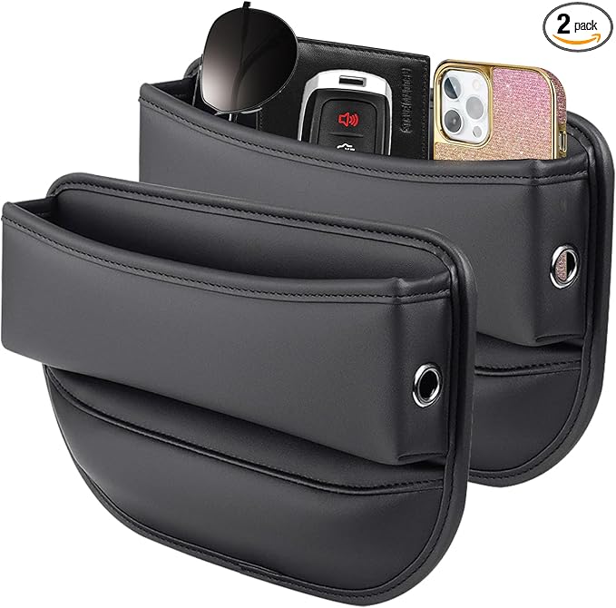 Car Seat Gap Filler Organizer and Storages Automotive Accessories Universal for Car SUV Truck Fill The Gap Between Seat and Console Stop Things from Dropping Black 2Pcs