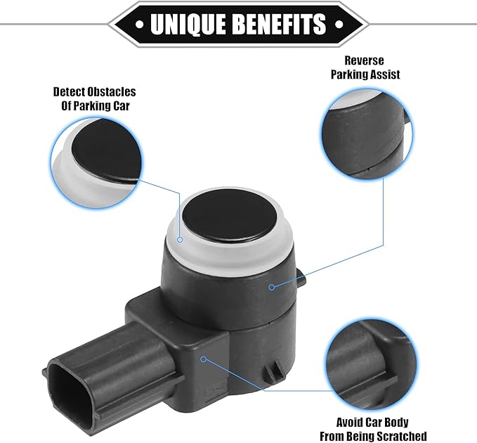 4 Pcs PDC Reverse Parking Assist Sensor Compatible for Cadillac Escalade 2007-2014, Durable ABS Plastic Black Rear Bumper Parking Assist Sensor