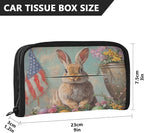 Car Tissue Holder Car Visor Organizer Tissue Box Holder for Car Sun Visor Organizer with Car Vehicle Accessories Essentials Interior for Women Men Bunny Easter Egg American Flag