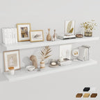 Fun Memories 12 Inch Deep Floating Shelves, 67 Inch Long Extra Large Floating Shelves Set of 2, Rustic Wood Wall Shelves for 