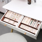 LANDICI Stackable Jewelry Organizer Trays 4 Set,PU Leather Jewelry Organizer Drawer,Jewelry Storage Display Tray for Earring 