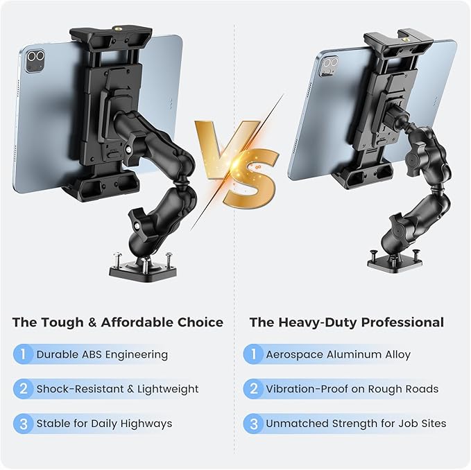 OHLPRO Tablet Mount for Truck - Heavy Duty Drill Base Tablet Holder for Car Dashboard, iPad Holder for All 5"-13" iPad Pro Samsung Galaxy Kindle fire Tablets and Car Wall etc. - 8-inch Arm